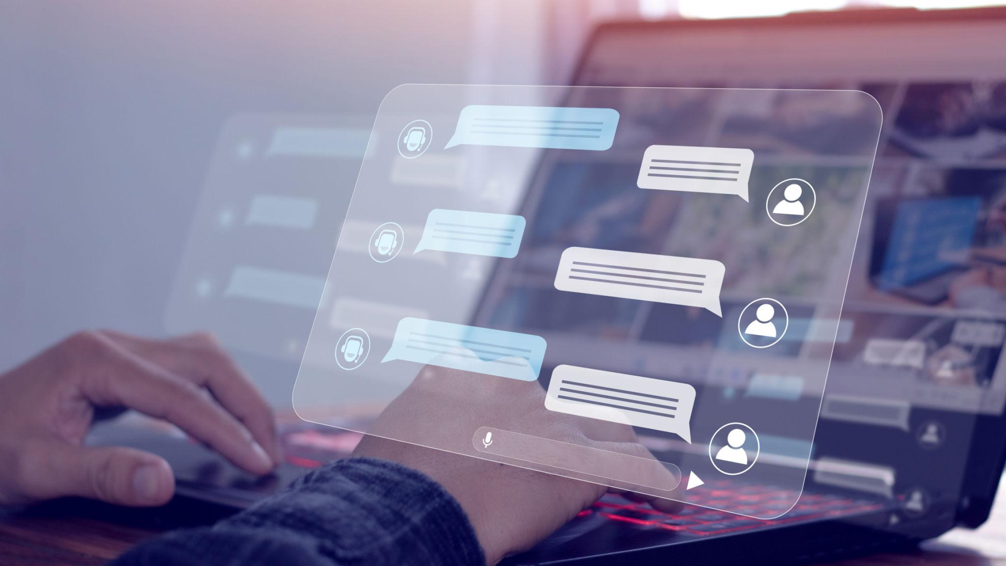 AI chatbot conversation on laptop