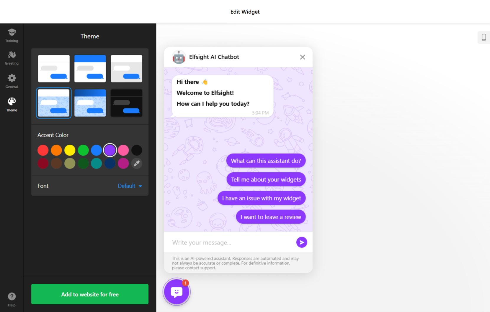 LakPage chatbot builder interface
