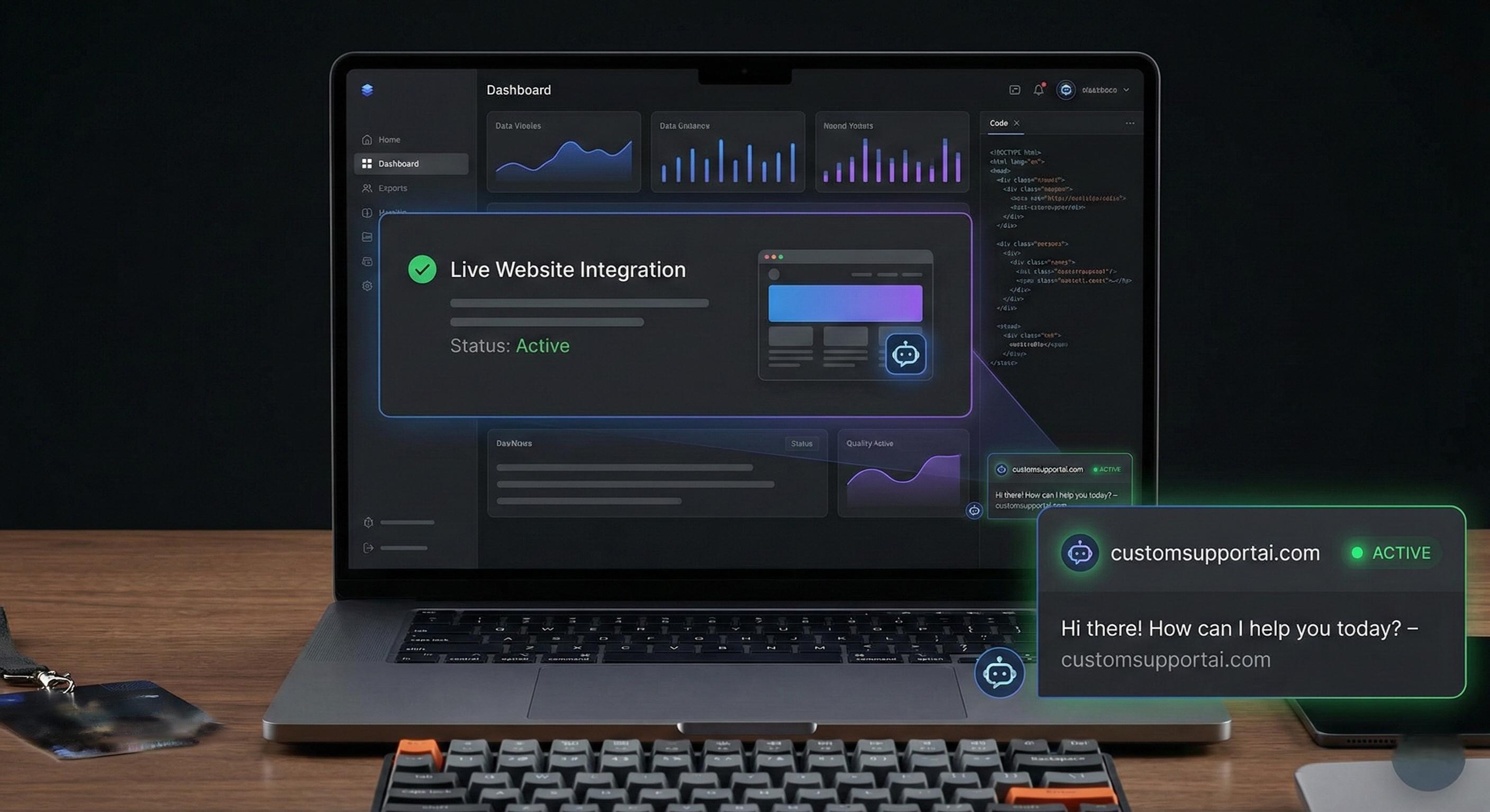 Live website integration dashboard